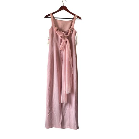 NWT Vintage Dusty Pink Tulle Floral Maxi Evening Gown Size 6 Romantic Dress‎ - Picture 1 of 8